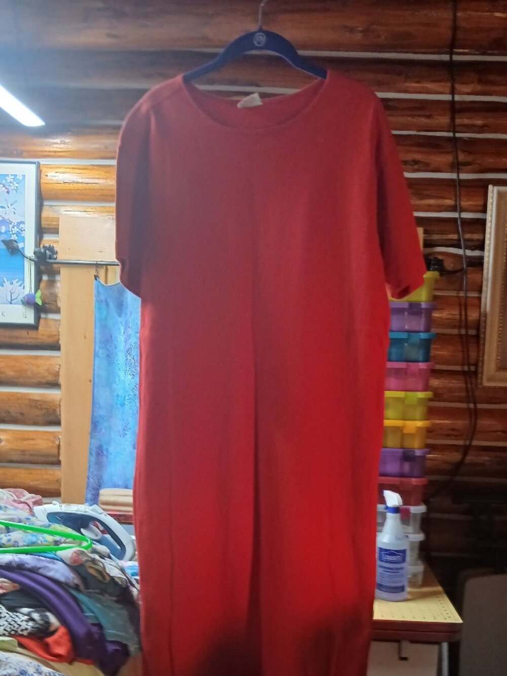 Red Knit Short Sleeve Maxi Dress
